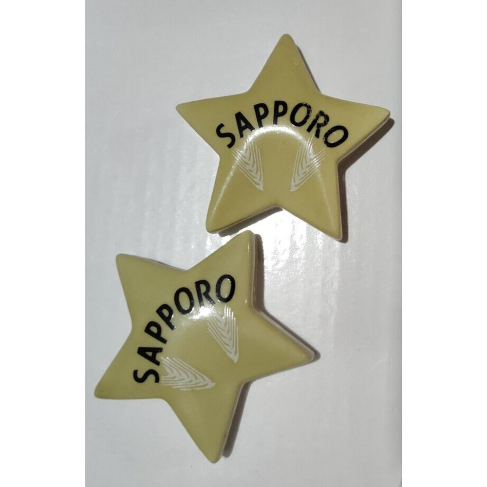 2 Sapporo Beer Star Ceramic Chopstick Rest Holders Dad's Birthday, Father's Day